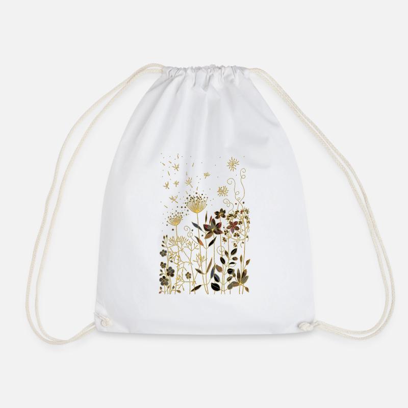 Flowers - Drawstring Bag - white