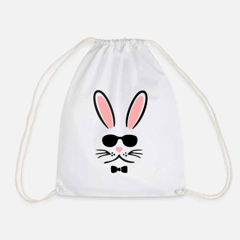Cooler Hase mit Sonnenbrille und Fliege als Comic - Turnbeutel - Weiß