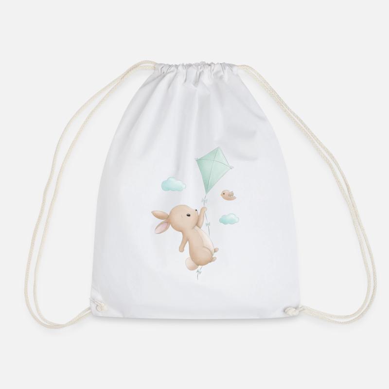 with dragon - Drawstring Bag - white