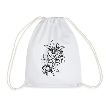 Line Art Rose - Drawstring Bag - white - Front