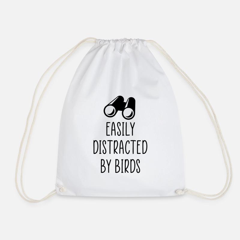 bird watching - Drawstring Bag - white