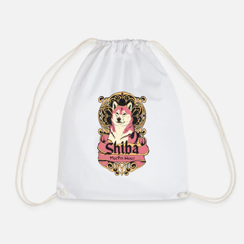 Shiba Inu - "Mucha wow" - Drawstring Bag - white