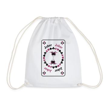 Joker Jolly Clown Girl Card Game Card - Drawstring Bag - white - Front