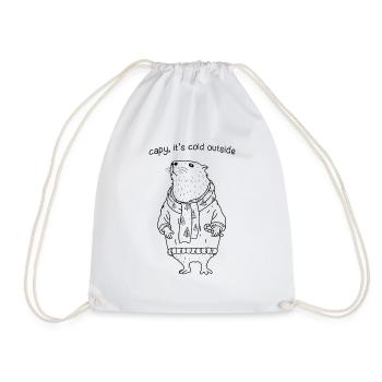 Capybara Winter Minimalist - Drawstring Bag - white - Front