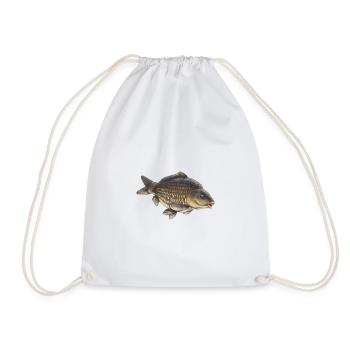 Übliches Karpfenfischen-Design Realistischer Karpfen - Turnbeutel - Weiß - Vorne