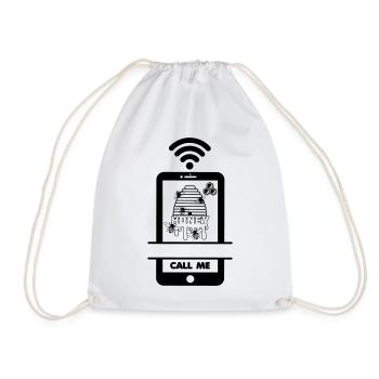Call me phone beekeeper delicious honey - Drawstring Bag - white - Front