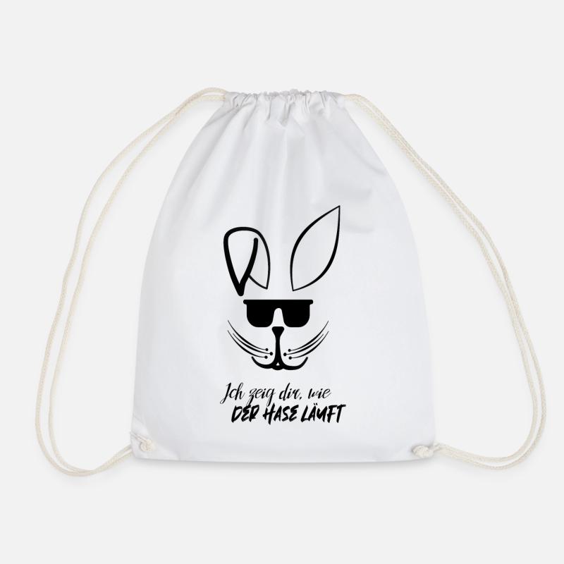 Ich zeig dir wie der Hase läuft Spruch - Turnbeutel - Weiß