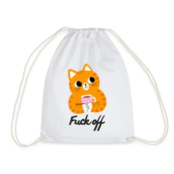 Annoyed cat - Drawstring Bag - white - Front