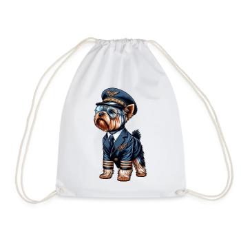 Yorkshire Terrier Pilot - Drawstring Bag - white - Front