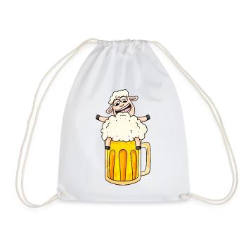 Beer Sheep Comic - Drawstring Bag - white - Front