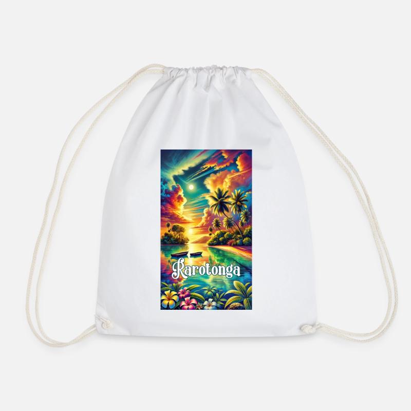 Parotonga Cook Islands Tropical - Drawstring Bag - white