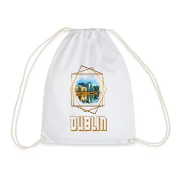 Dublin Ireland City Skyline Home Love Gold - Drawstring Bag - white - Front