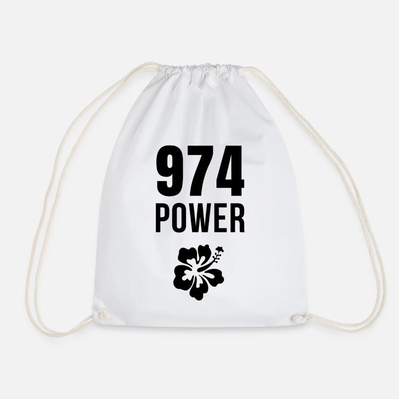 Power 974 Tropical Hibiscus - Drawstring Bag - white