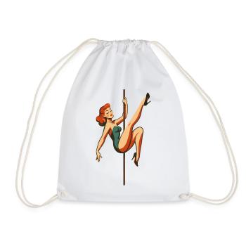 Pole Dance Pole Dancer Redhead Retro 50s - Drawstring Bag - white - Front