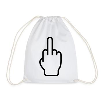 Middle Finger Icon Sign Hand - Drawstring Bag - white - Front
