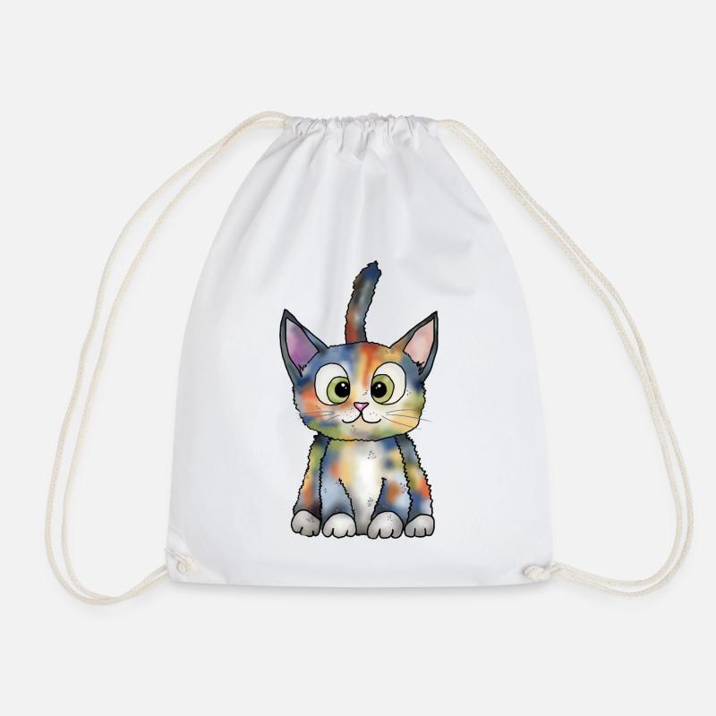 buntes_Kaetzchen - Drawstring Bag - white