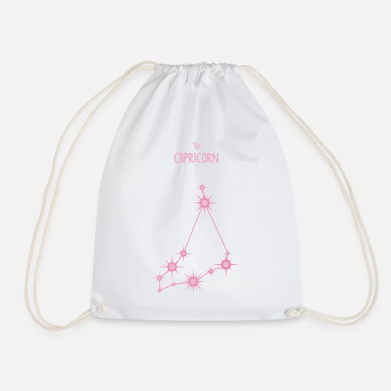 Capricorn Zodiac Sign Star Constellation Pink - Drawstring Bag - white
