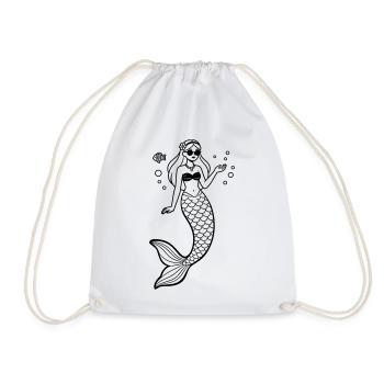 mermaid - Drawstring Bag - white - Front