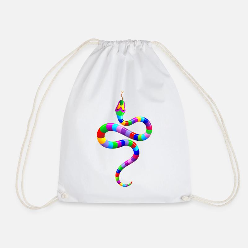 Prismatic Serpent Dream - Drawstring Bag - white