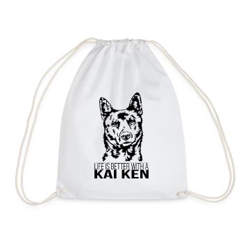 Kai Ken life is better Dogs Dog Wilsigns - Drawstring Bag - white - Front