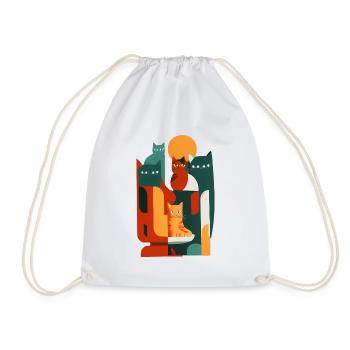 Cat cat cat - Drawstring Bag - white - Front