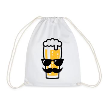 Bierglas (Bier / Sonnenbrille / Schnurrbart / 2C) - Turnbeutel - Weiß - Vorne