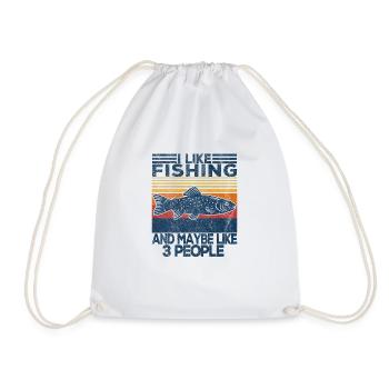 Fishing Fisher Fishermen Funny Quote Retro Vintage - Drawstring Bag - white - Front