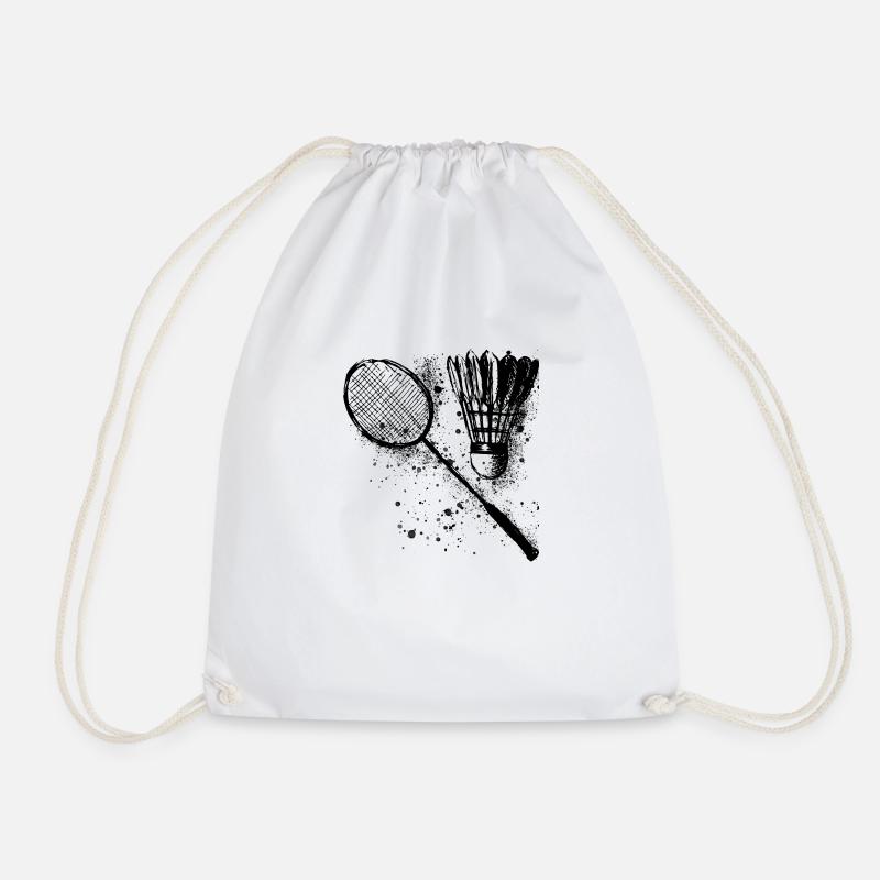 badminton,federball,aquarell, graffiti,schwarz - Turnbeutel - Weiß