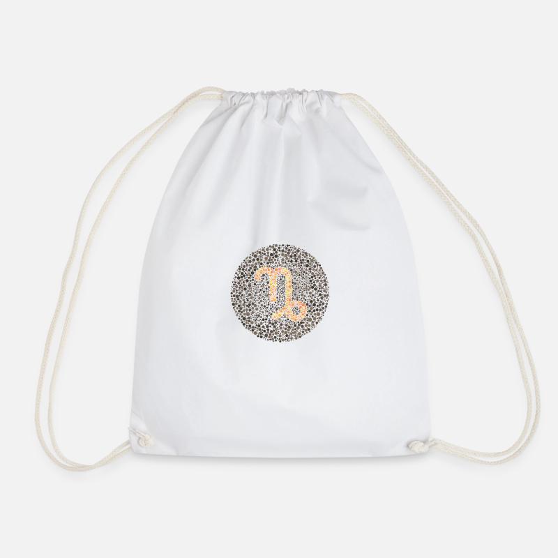 Capricorn Eye Test Zodiac Symbol - Drawstring Bag - white
