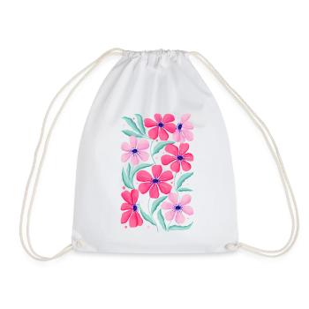 Floral Decor in Pink. Customizable - Drawstring Bag - white - Front
