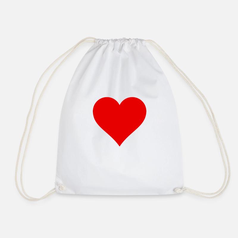 Heart - Drawstring Bag - white