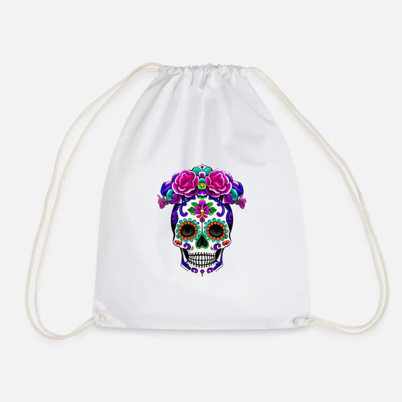 Dia de los Muertos - Drawstring Bag - white