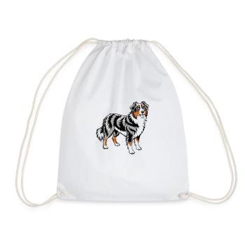Australian Shepherd - Drawstring Bag - white - Front