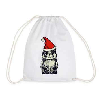Chat avec chapeau de Noël - Sac de sport léger - blanc - Devant