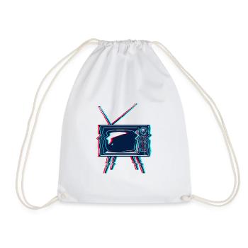 Retro TV TV glitch - Drawstring Bag - white - Front