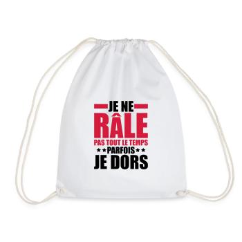 je ne râle pas tout le temps parfois je dors - Sac de sport léger - blanc - Devant