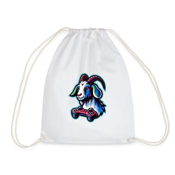 Gambling Goat with Gamepad Gamer - Drawstring Bag - white - Front