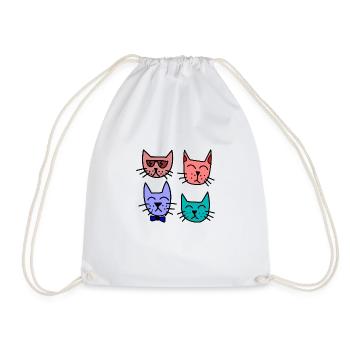 Bunte Katzen - Turnbeutel - Weiß - Vorne