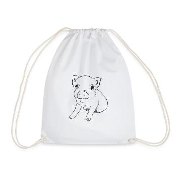 Piglet, graphic black and white - Drawstring Bag - white - Front