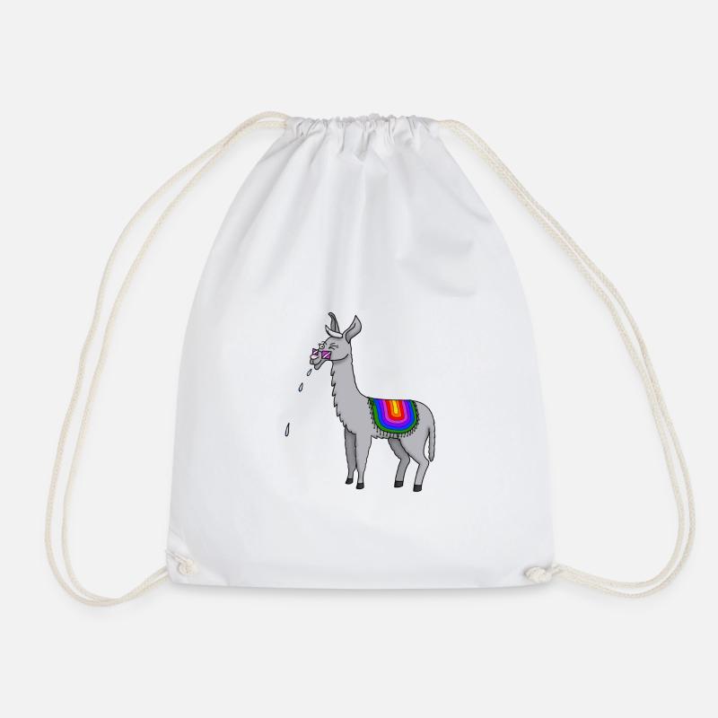 Spitting Llama - Drawstring Bag - white