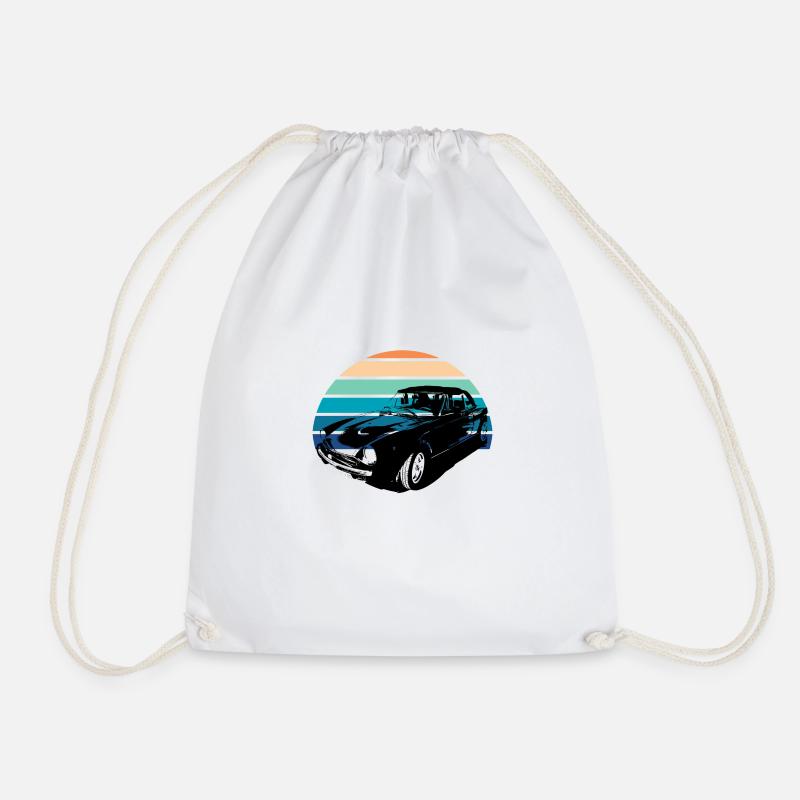 old vintage car - Drawstring Bag - white