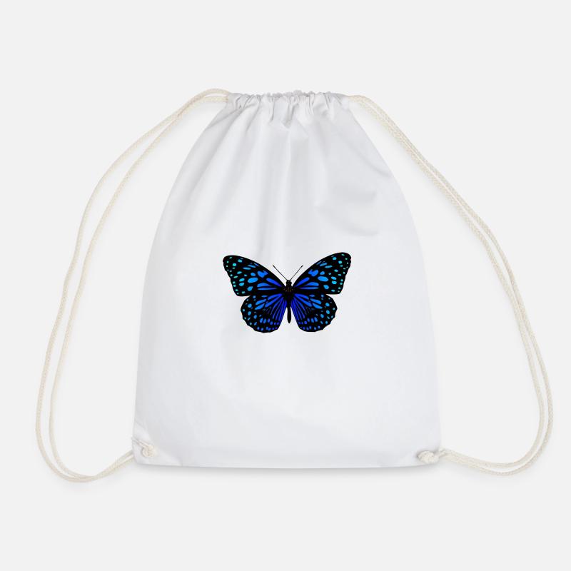 Butterfly blue - Drawstring Bag - white