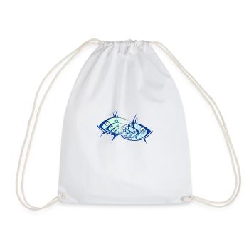 Fish three-dimensional - Drawstring Bag - white - Front