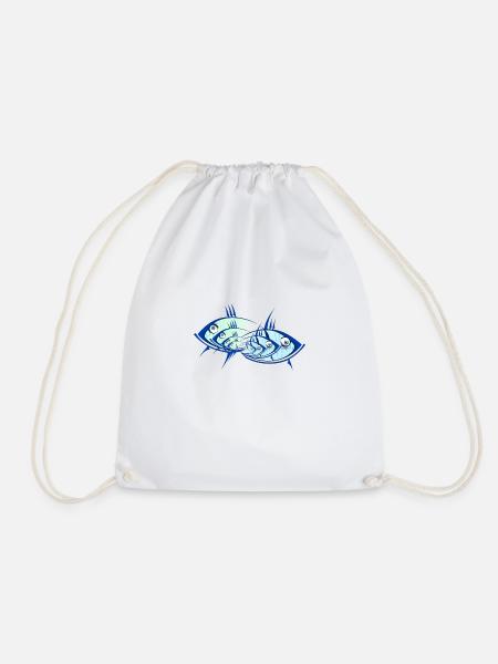 Fish three-dimensional - Drawstring Bag - white