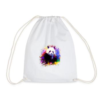 panda,pandabär,bunt,graffiti,malerei,pink - Turnbeutel - Weiß - Vorne