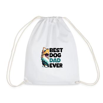 Best Dog Dad Ever - Pomeranian - Drawstring Bag - white - Front