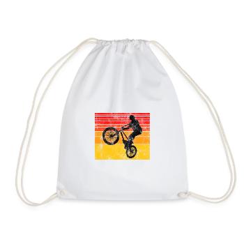 BMX Bike Bike Retro Gift Bicycle Motocross - Drawstring Bag - white - Front