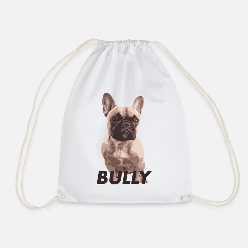 French bulldog bully - Drawstring Bag - white