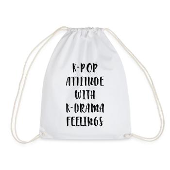 K-Pop K-Drama Kpop Kdrama Hallyu Korea South Korea - Drawstring Bag - white - Front