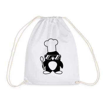 Cool Penguin Chef - Drawstring Bag - white - Front